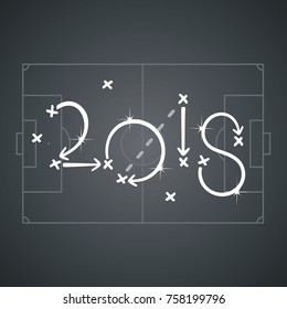 Soccer New Year strategy 2018 black board background vector