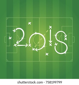 Vector de fondo verde de la estrategia de año nuevo 2018 del fútbol