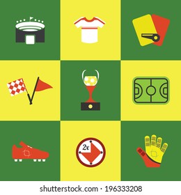 Soccer objects icon set 