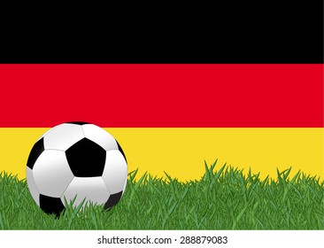 soccer on the football field with Germany flag background, Germany is the participating team in football tournament at France on 2016, this design for template of football match