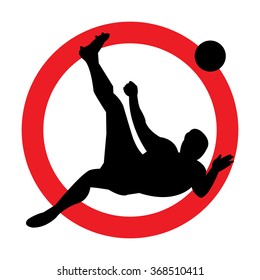 Soccer Overhead kick on Red Circle