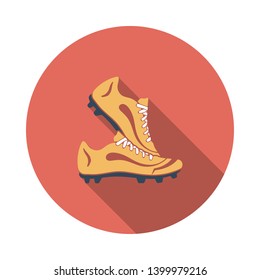 Soccer Pair Of Boots. Flat Circle Stencil Design With Long Shadow. Vector Illustration.