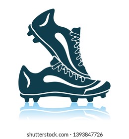 Soccer Pair Of Boots. Shadow Reflection Design. Vector Illustration.
