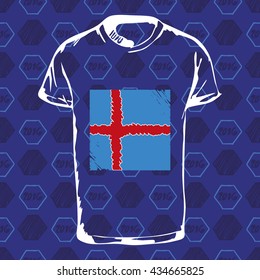 Soccer pattern ball, t-shirt and flag. Hand drawn vector. A soccer ball pattern and a Iceland flag. France euro football championship 2016