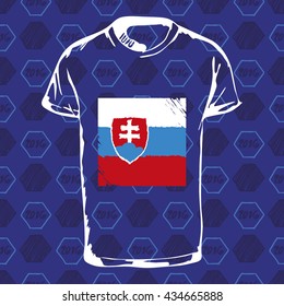 Soccer pattern ball, t-shirt and flag. Hand drawn vector. A soccer ball pattern and a Slovakia flag. France euro football championship 2016