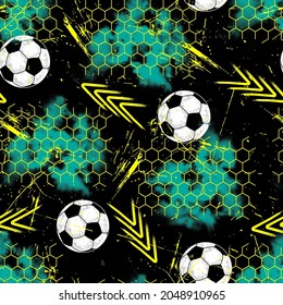 Soccer pattern for guys with ball and geometric elements