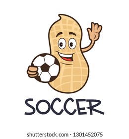 soccer peanut cartoon character. vector illustration
