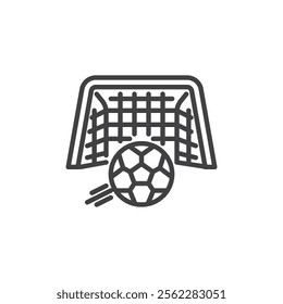 Soccer Penalty Kick line icon. linear style sign for mobile concept and web design. Soccer goal and ball outline vector icon. Symbol, logo illustration. Vector graphics