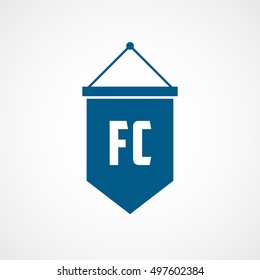 Soccer Pennant Blue Flat Icon On White Background