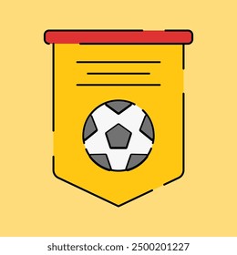 Ilustración de la bandera del banderín de fútbol aislada sobre fondo amarillo