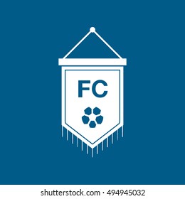 Soccer Pennant Flat Icon On Blue Background