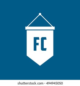 Soccer Pennant Flat Icon On Blue Background