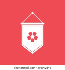 Soccer Pennant Flat Icon On Red Background