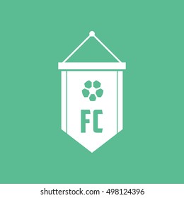 Soccer Pennant Flat Icon On Green Background