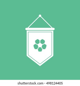 Soccer Pennant Flat Icon On Green Background