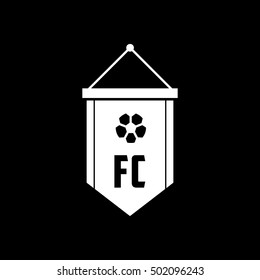 Soccer Pennant Flat Icon On Black Background