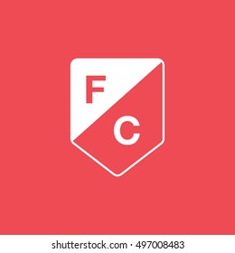 Soccer Pennant Line Icon On Red Background