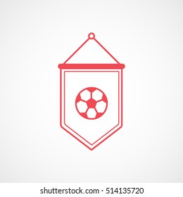 Soccer Pennant Red Line Icon On White Background