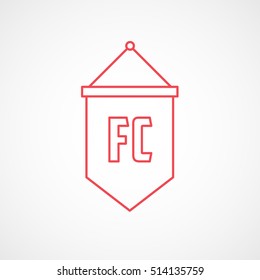 Soccer Pennant Red Line Icon On White Background