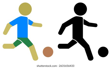 soccer person icon, simple flat style, illustration, logo sign symbol pictogram template, for ui or ux isolated on white for mobile app, editable