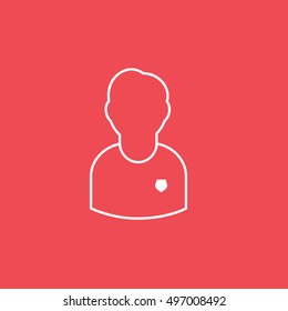 Soccer Person Line Icon On Red Background