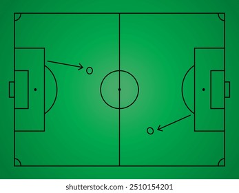 Soccer pitch football field ground vector illustration.