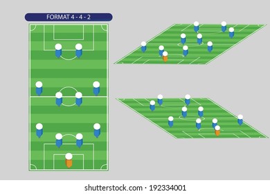 Soccer pitch Football strategy formation  4-4-2