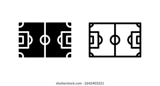 Ícone de layout de campo de futebol definido com linhas de campo