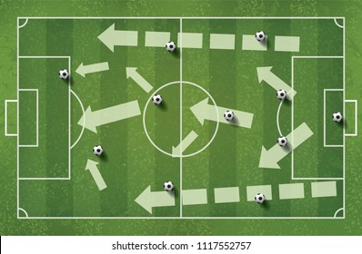 Soccer plan tactics and strategies for create soccer game. Vector illustration template design.