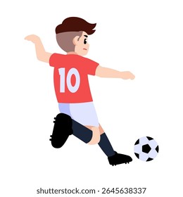 Um jogador de futebol prestes a chutar a bola