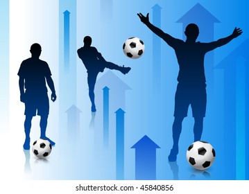Soccer Player with Abstract Arrow Background Original Vector Illustration