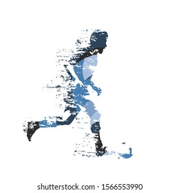 Soccer player, abstract blue vector illustration
