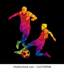 Soccer player action designed using colorful graphic vector