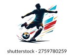 Soccer player action in flat vector. Football player in ground. Illustration vector. Colourful Illustration