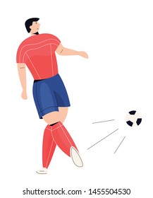 Soccer Player in action. Football play game people character. Vector illustration