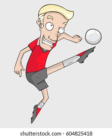Soccer player action kick the ball.  cartoon vector and
illustration