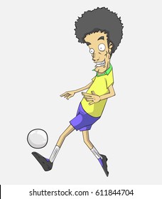 soccer player action kick the ball.  cartoon vector and illustration