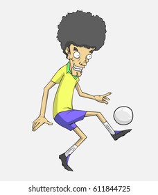soccer player action kick the ball.  cartoon vector and illustration