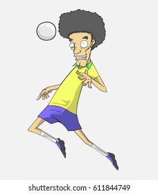 soccer player action kick the ball.  cartoon vector and illustration