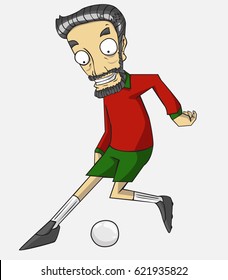 soccer player action kick the ball.  cartoon vector and illustration