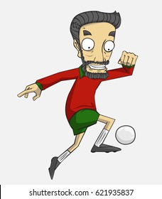 soccer player action kick the ball.  cartoon vector and illustration