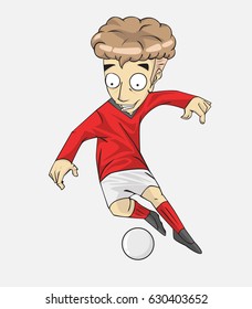 soccer player action kick the ball.  cartoon vector and illustration
