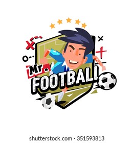 soccer player in action. logo design - vector illustration