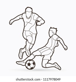 Soccer player action outline graphic vector