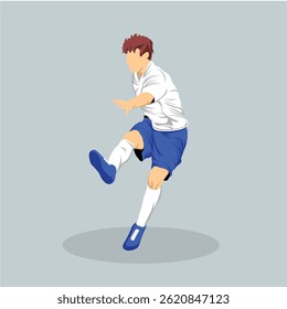 Soccer Player Athlete in Action Vibrant Colored Simple Flat Vector