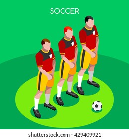 Soccer Player. Athlete Football Barrier Players. World Soccer Championship. Concept of Sporting People. Football Match People Set Competition. Euro European Cup insight. Sport events Cup Vector Image