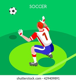 Soccer Player. Athlete Football Goalkeeper Block World Soccer Championship. Concept Of Sport Spirit. Football Events Match People Set Competition. Euro European Cup Insight. Sporting Cup Vector Image