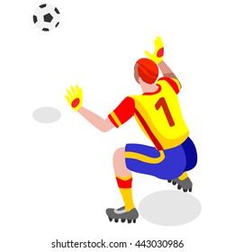 Soccer Player. Athlete Football Goalkeeper Block World Soccer Championship. Concept Of Events Spirit. Football Match People Set Competition. Euro European Cup Insight. Copa America Vector Image