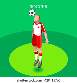 Soccer Player. Athlete Football Header Player. World Soccer Championship. Concept of Sport Spirit. Football Match People Set Competition. Euro European Cup insight. Sporting events Cup Vector Image