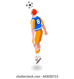 Soccer Player. Athlete Football Header Player. World Soccer Championship. Concept of events Spirit. Football Match People Set Competition. Euro European Cup insight. Isometric 3d flat Cup Vector